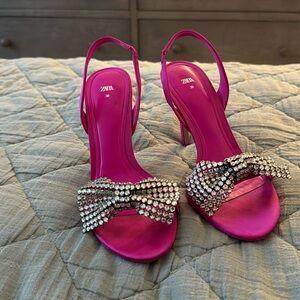 Zara sling-back hot pink heels